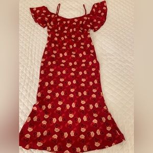 Karl Lagerfeld Off the Shoulder Red Floral Dress, Size 2